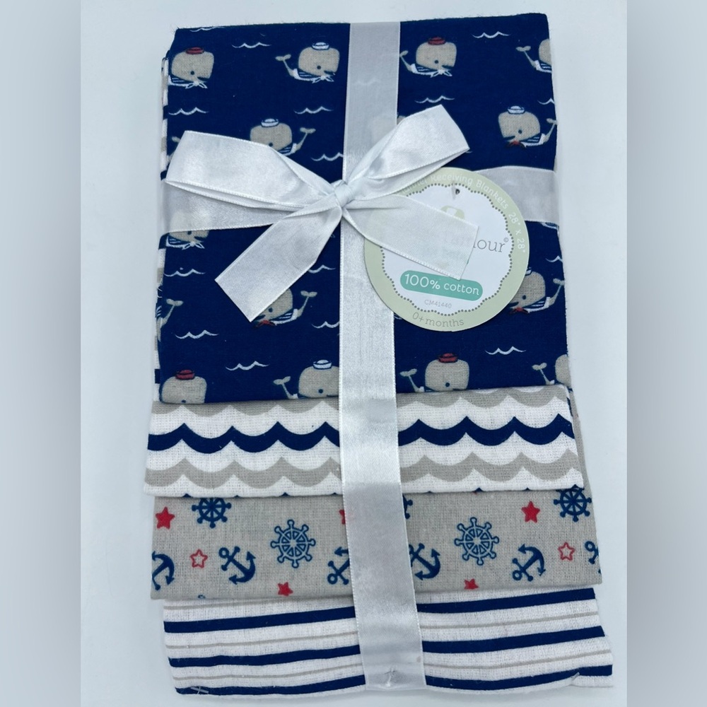 100% COTTON 4 PACK RECEIVING BLANKETS